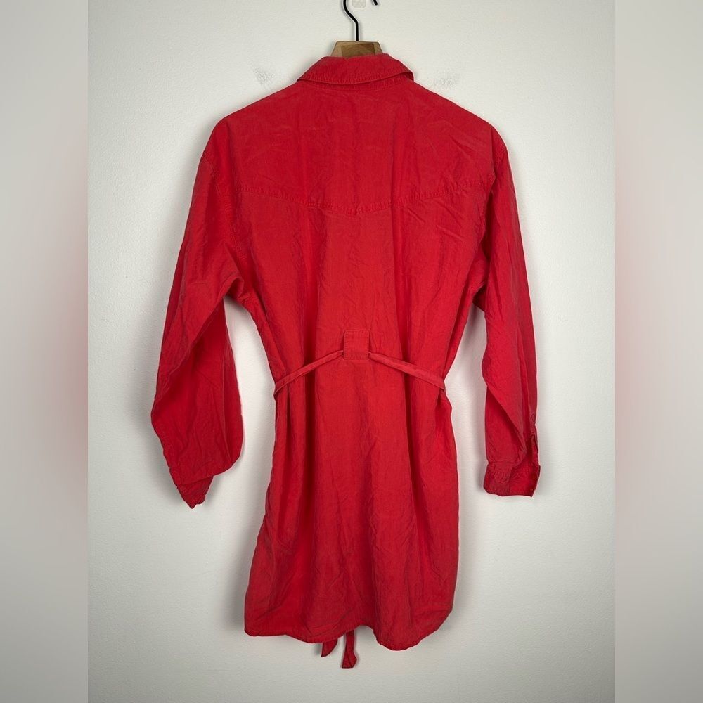 BA&SH Pearl Belted Red Lyocell blend Poplin Mini Shirt Dress Women’s Sz XS - Picture 5 of 9